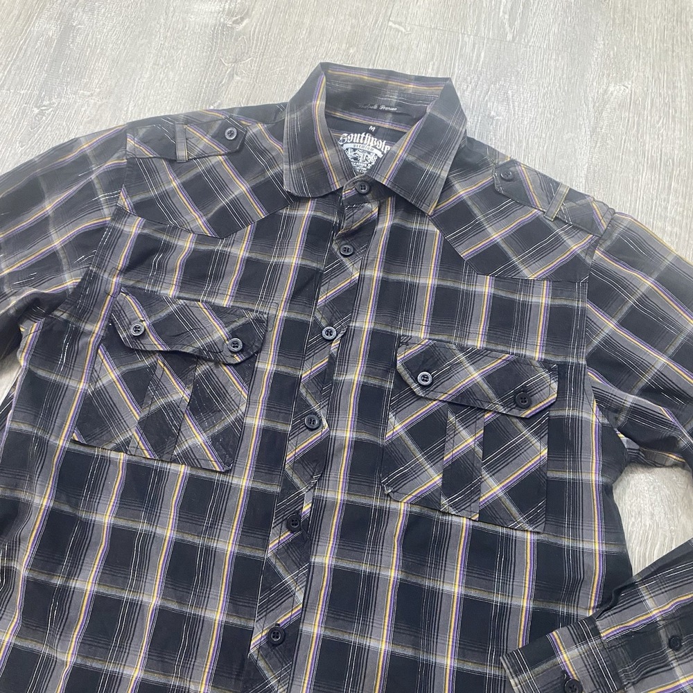 Southpole Premium Men's Size M‎ Stripe Cotton  Biker Shirt